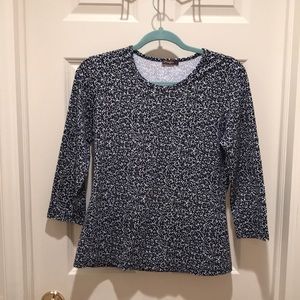 J McLaughlin 3/4 sleeve Navy/white Catalina Top
